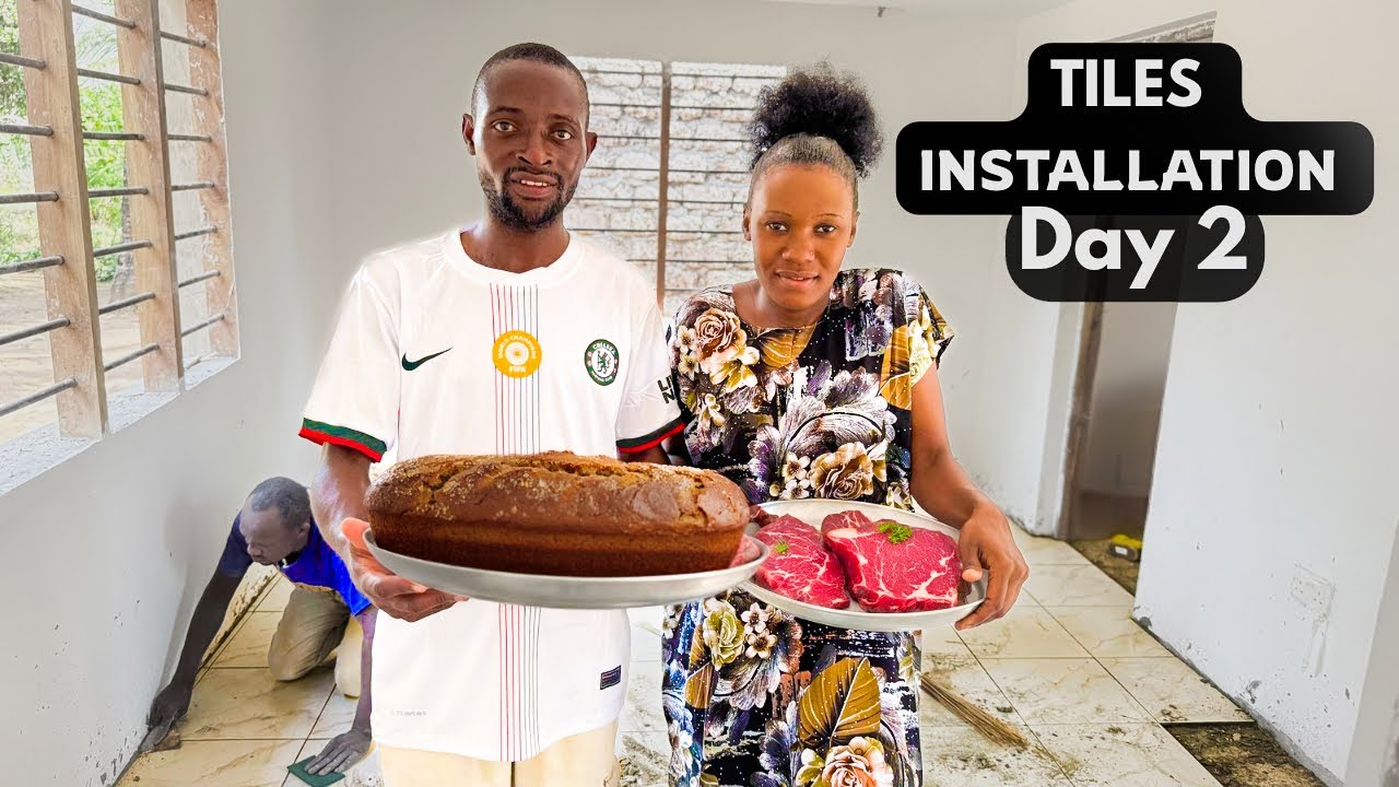 Tiles Installation Day 2 🧱+ Banana Bread & Juicy Beef Stew Recipe🍞🔥Dream Home in the African Village