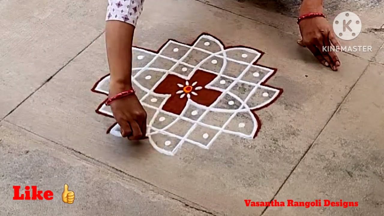Beginner's Easy Sikku kolam with Side Borders || Simple And Elegant Rangoli || Traditional Rangoli 