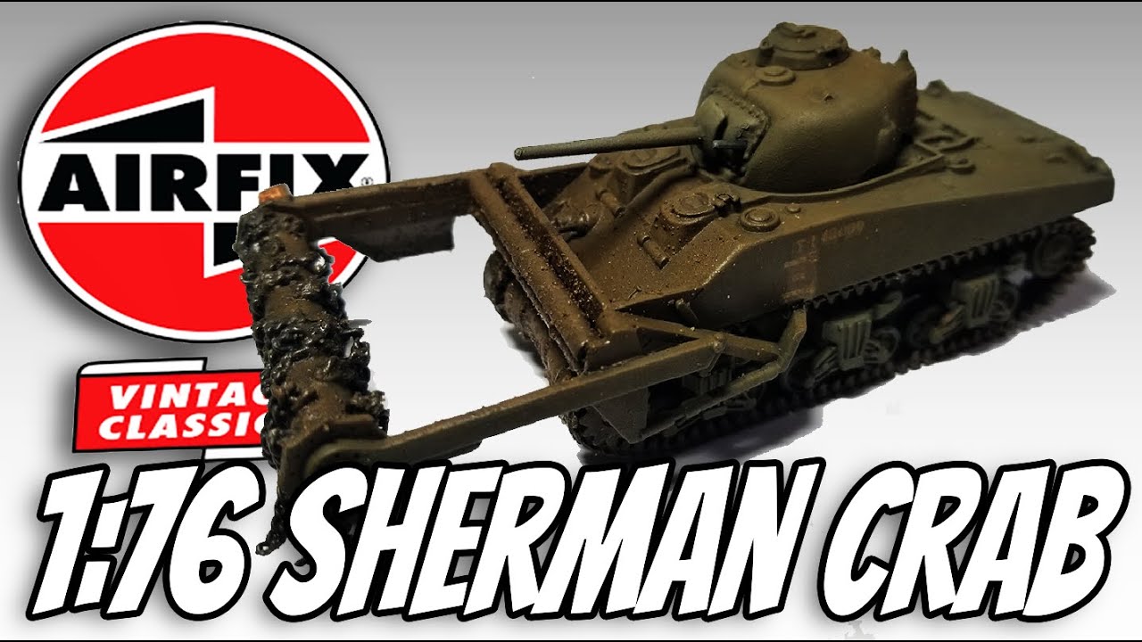 Airfix 1/76 Sherman Crab Mine Clearer Полная сборка и обзор