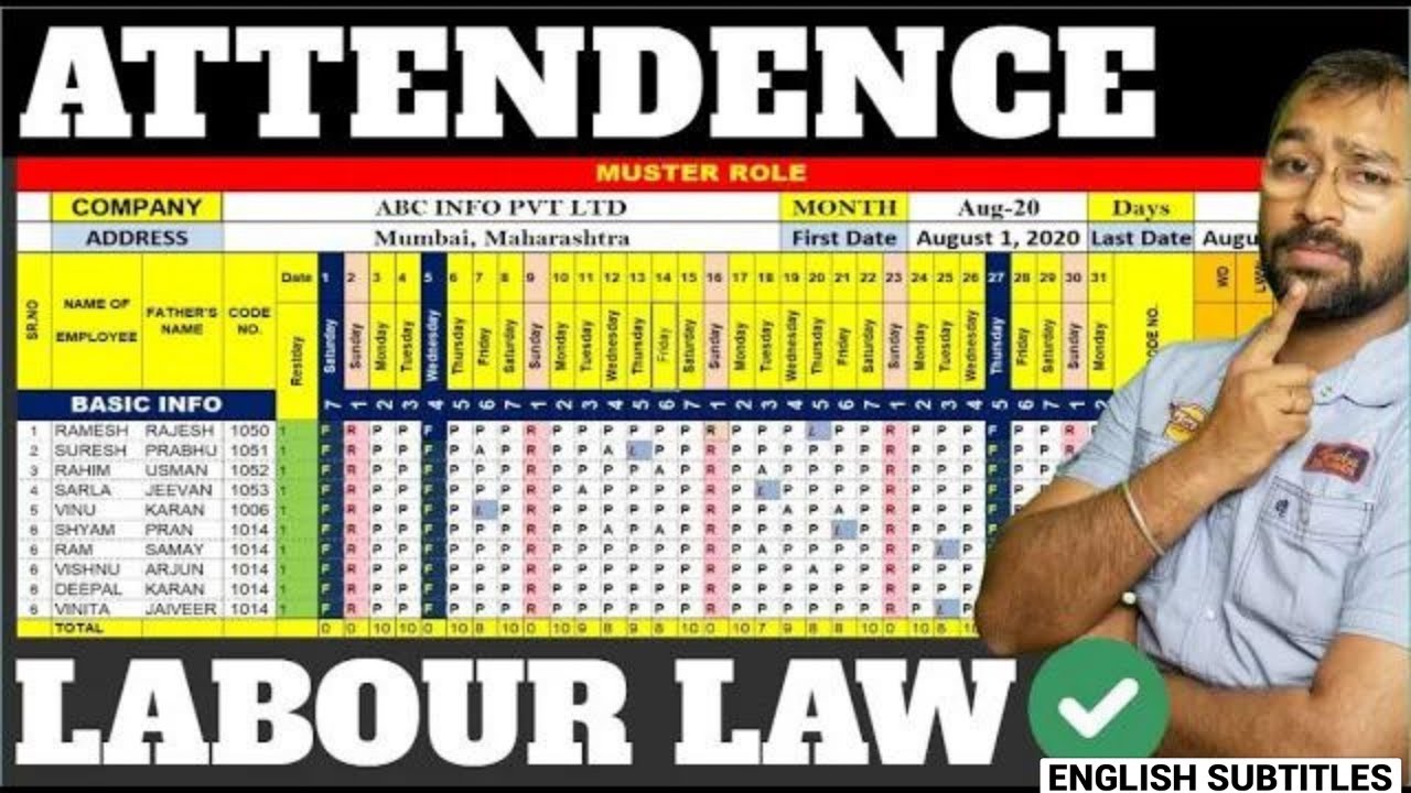 🔴How to Make Automated Attendance Sheet in Excel | Attendance register As per Labour Laws