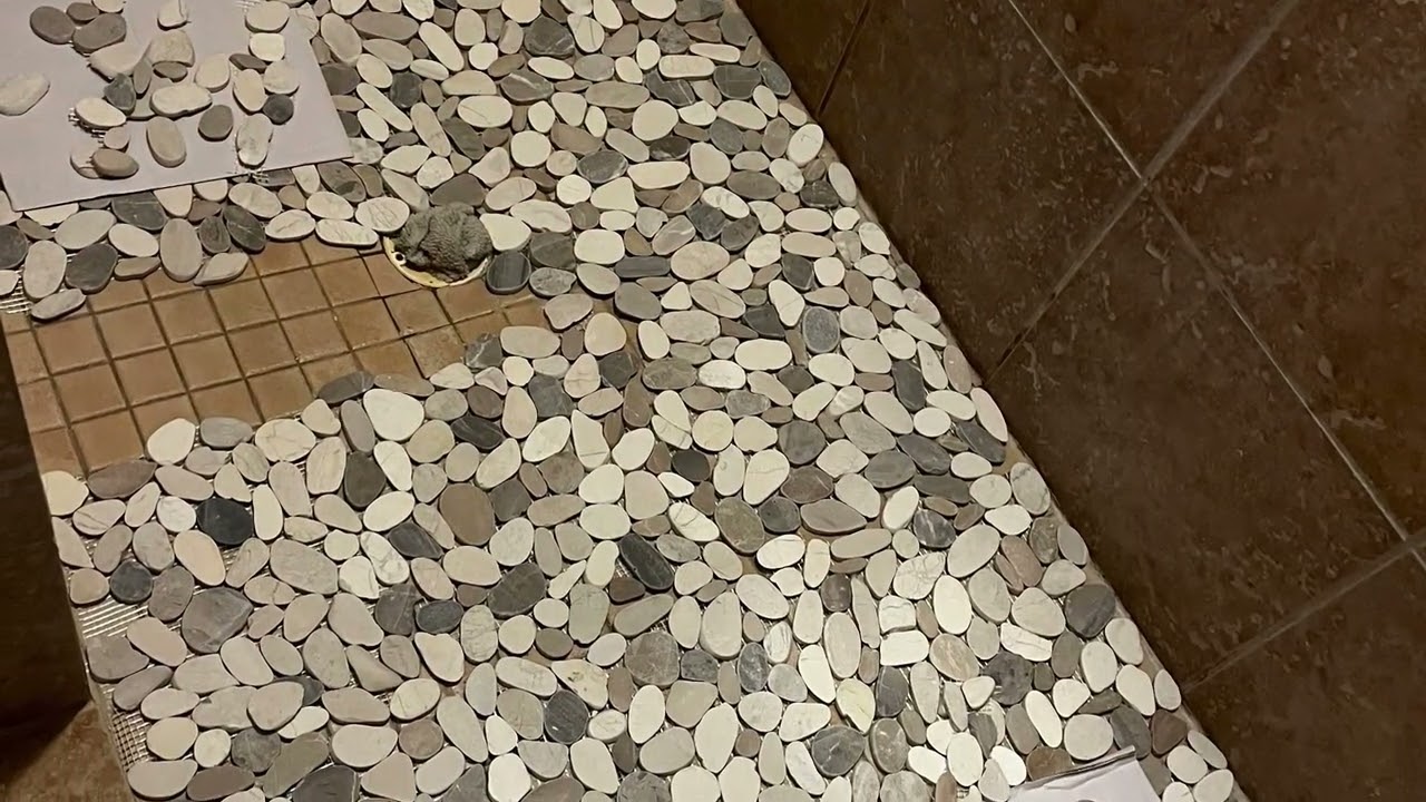 Upgrade tile for master bath shower floor/ Tiling over tile/ time lapse