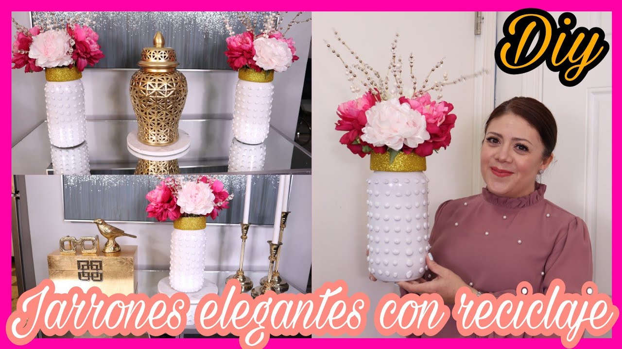 Ideas con botellas de vidrio/Como hacer unos jarrones reciclnado.