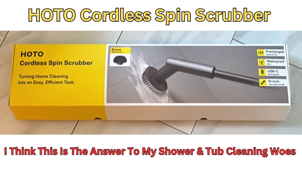 HOTO Cordless Spin Scrubber Demo On Shower Tile And Bathtub