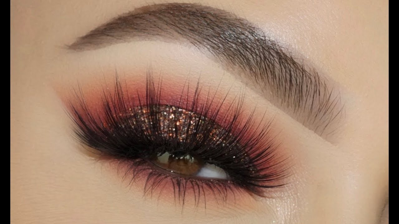 CLASSIC BROWN GLITTER EYE MAKEUP TUTORIAL