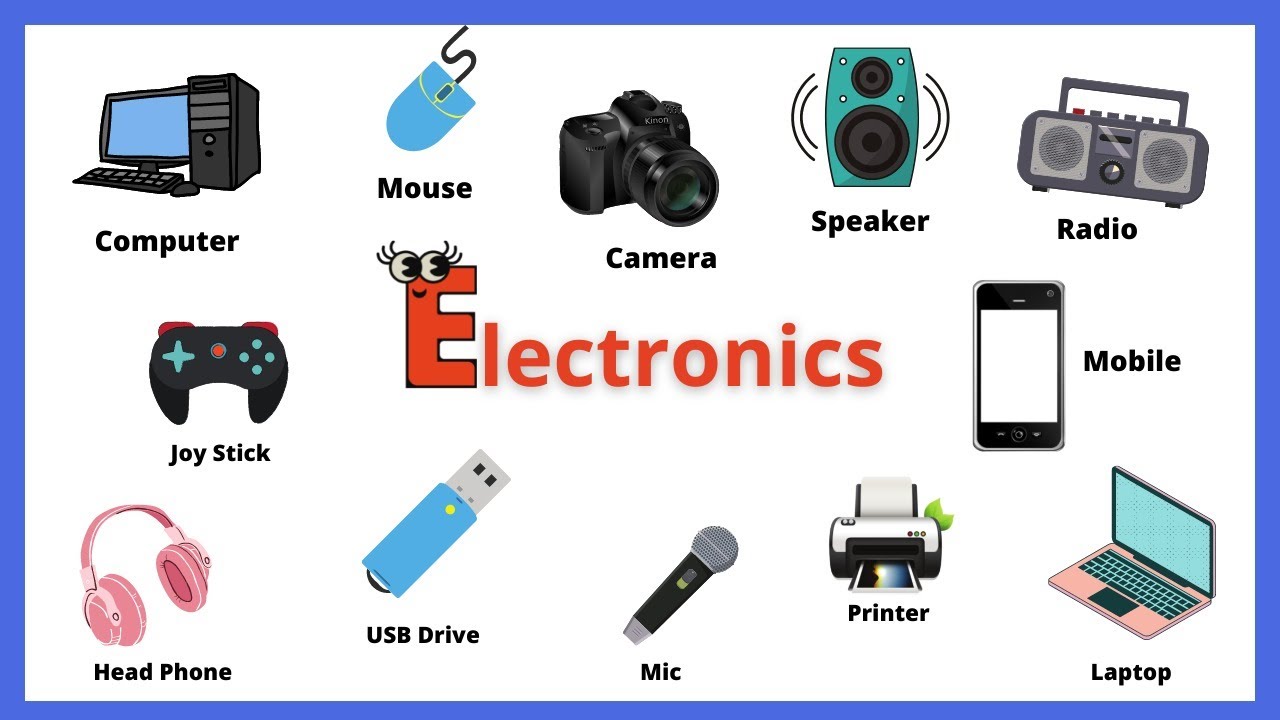 Tech Electronic Gadgets Vocabulary  Name in English for Kids and Children