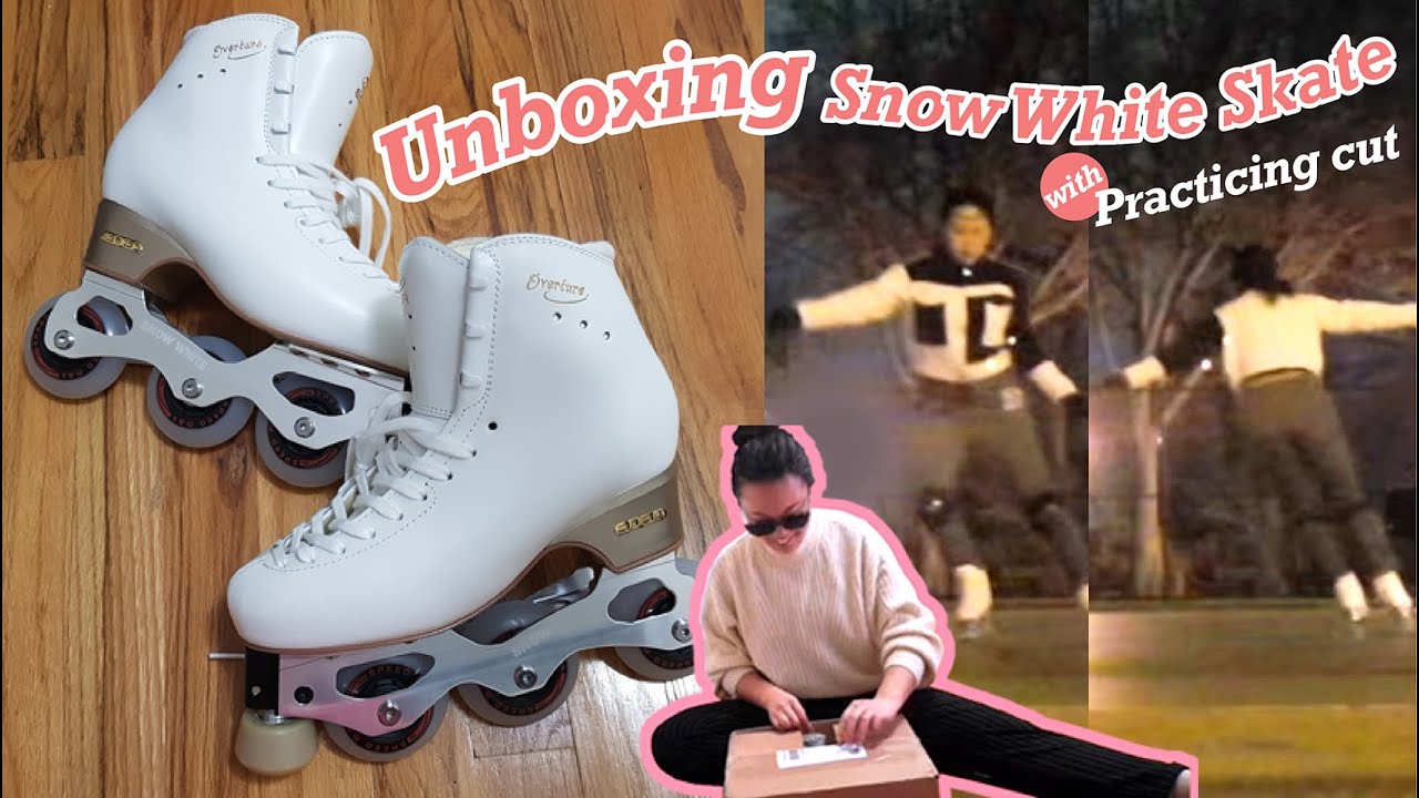 Inline figure skating, Snow White, Unboxing, Practicing cut, rollerblader