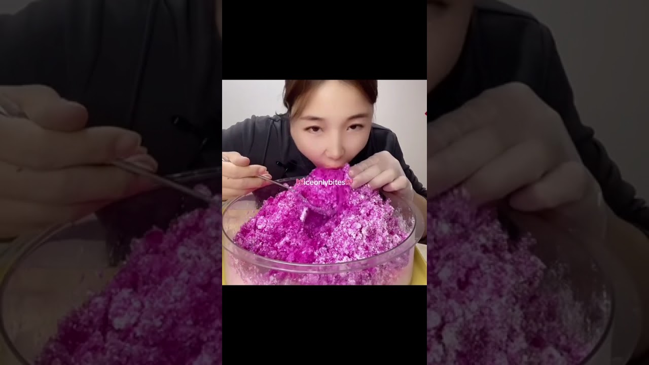 MIX COMPLICATION EATING CRUNCHY ICE BITES SHAVED PINK 🩷