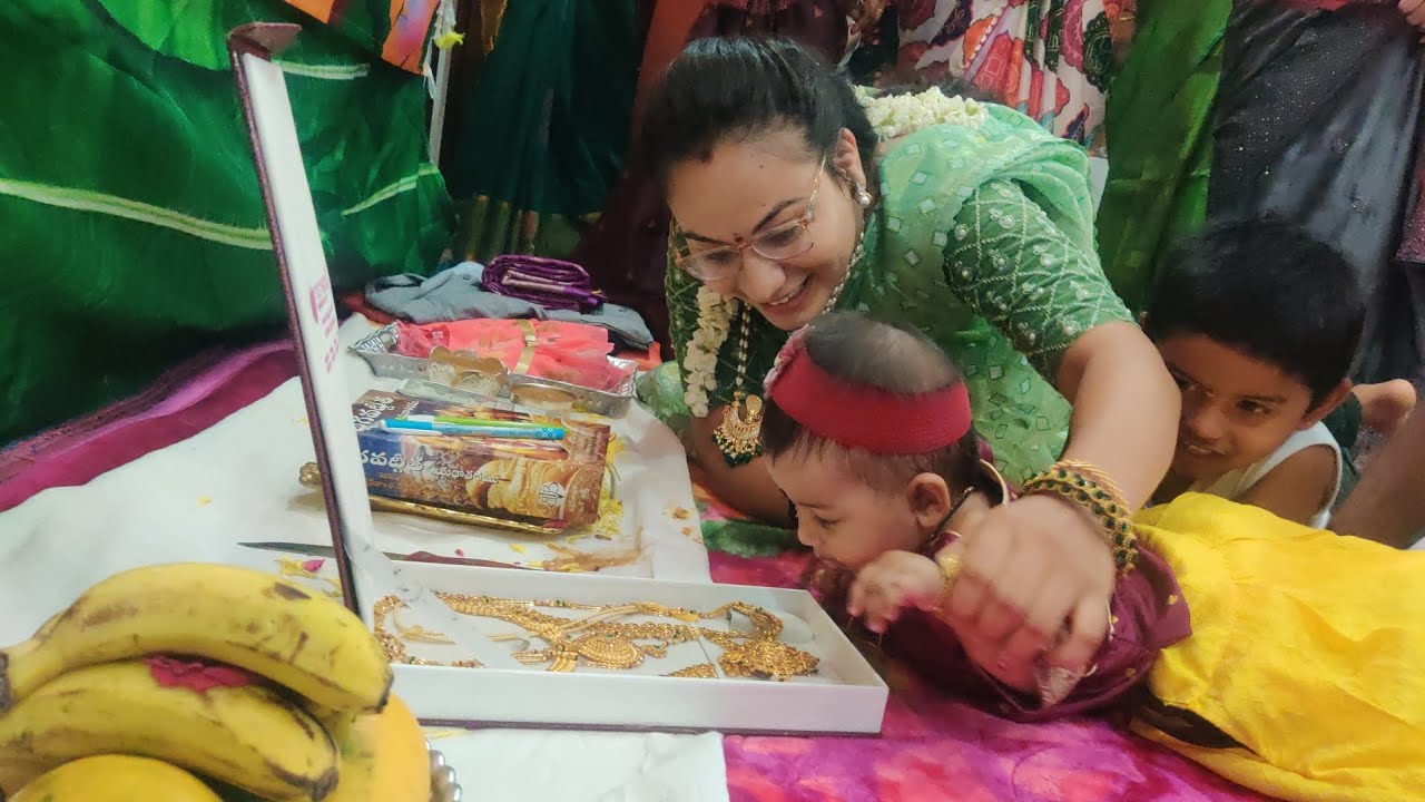 Traditional Indian Style Annaprasana😋🥰||Rice Feeding Ceremony||Teluguvlogs @Sreekaivalya
