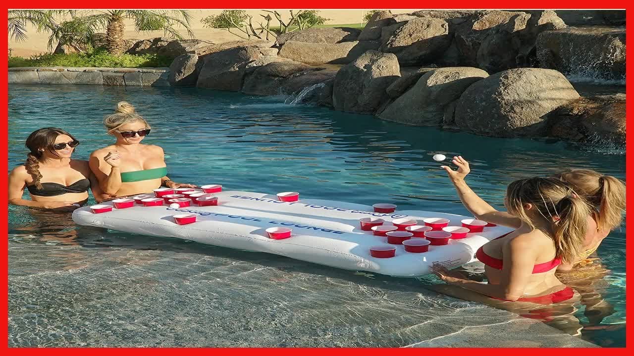 GoPong Pool Lounge Beer Pong Inflatable with Social Floating, White