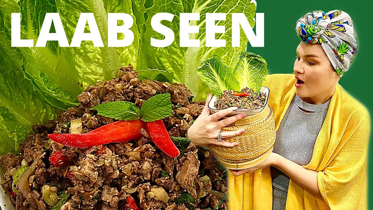 How to make LAAB SEEN | Lao Beef Salad | DIY LAO FOOD | Laab Laap Larp | ລາບຊີ້ນ | ลาบเนื้อวัว