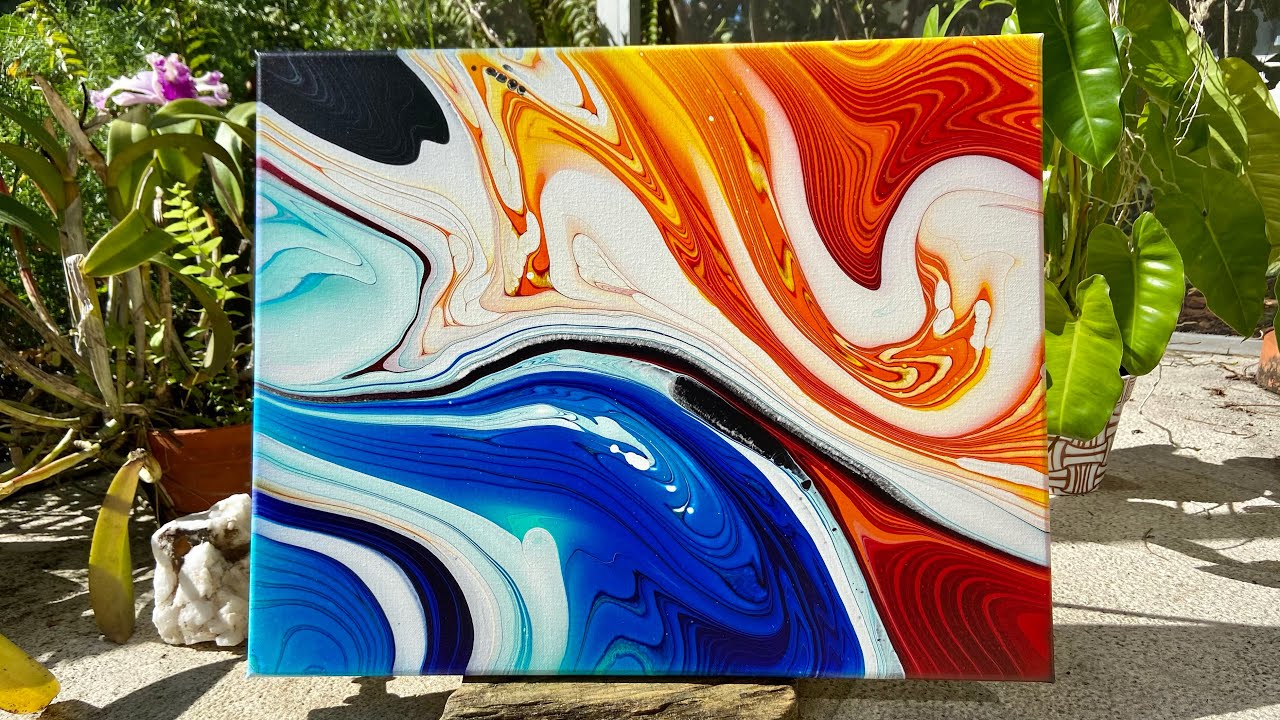 Amazing Acrylic Pour Painting! / Cool vs. Warm Colors!