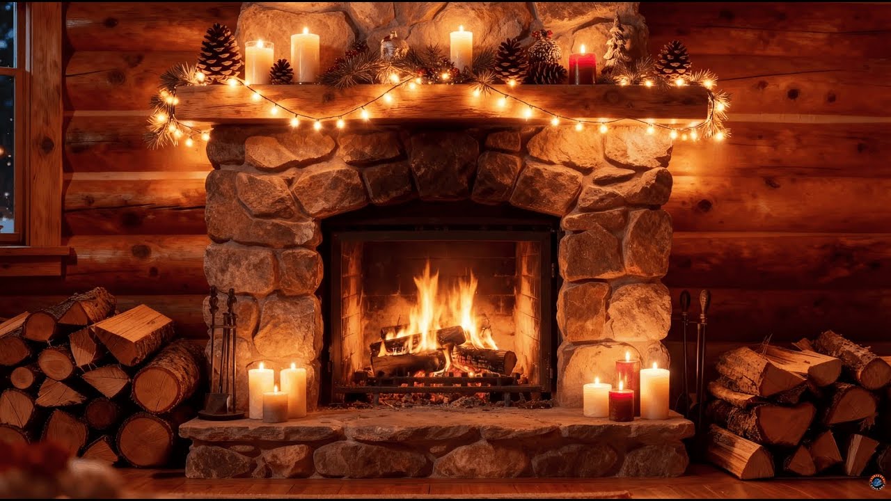 ❄️ Cozy Winter Fireplace 24/7 | 🔥 Fireplace Crackling Sounds | Snowy Forest Cabin Ambience