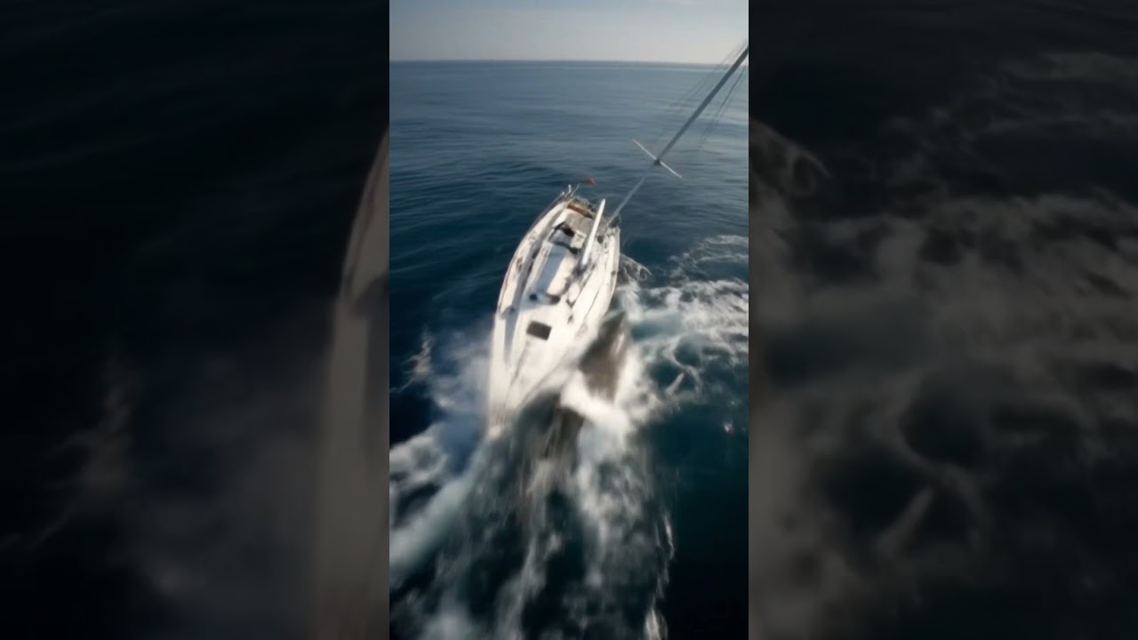 shark 🦈 pulls boat under water 