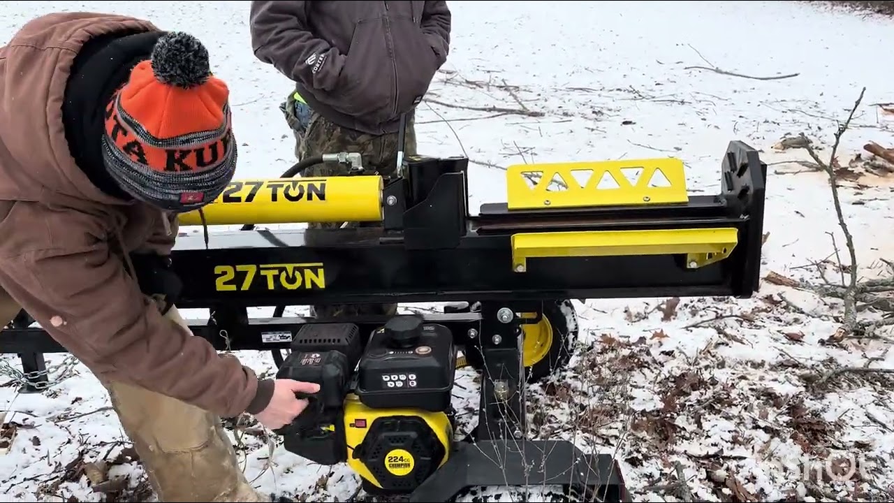 New Champion 27 Ton Wood Splitter Action