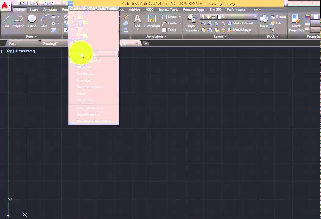 AutoCAD 2016 Quick Access Toolbar