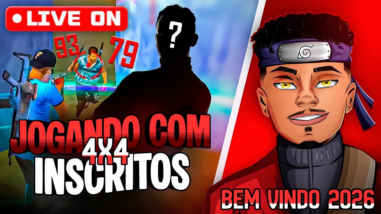 ❤️JOGANDO 4X4 COM INSCRITOS ❤️FREE FIRE AO VIVO  ❤️LIVE FF - AO VIVO ❤️BEM VINDO 2026 ❤️ #40k ❤️