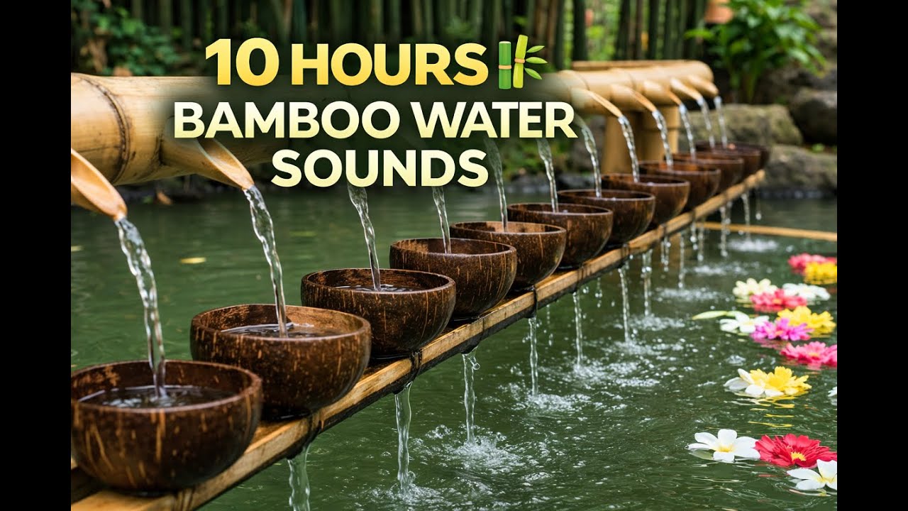 10 HOURS 🎋 Relaxing Bamboo Water Sounds | Nature Ambience for Deep Sleep