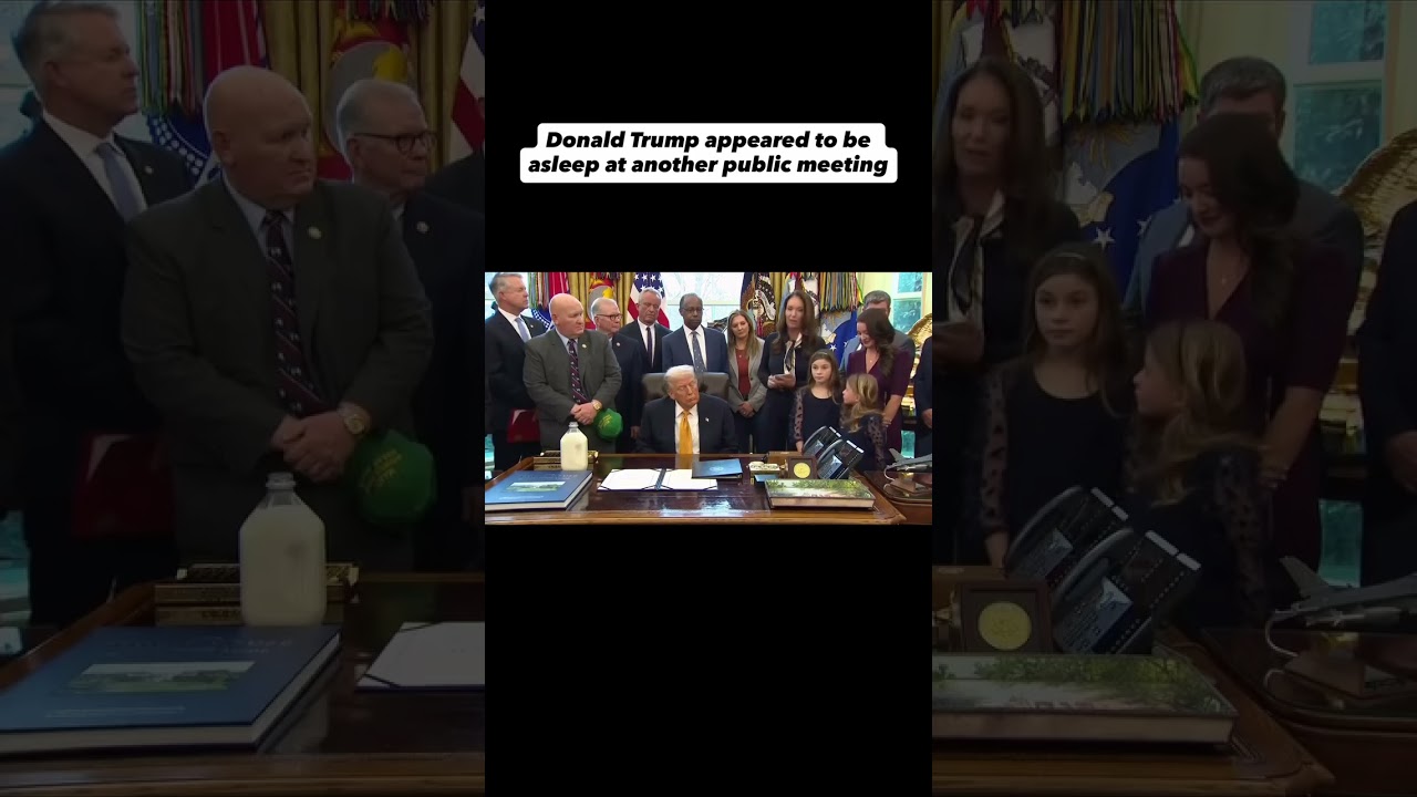 The president was seen with his eyes closed at yet another public meeting. Thoughts?