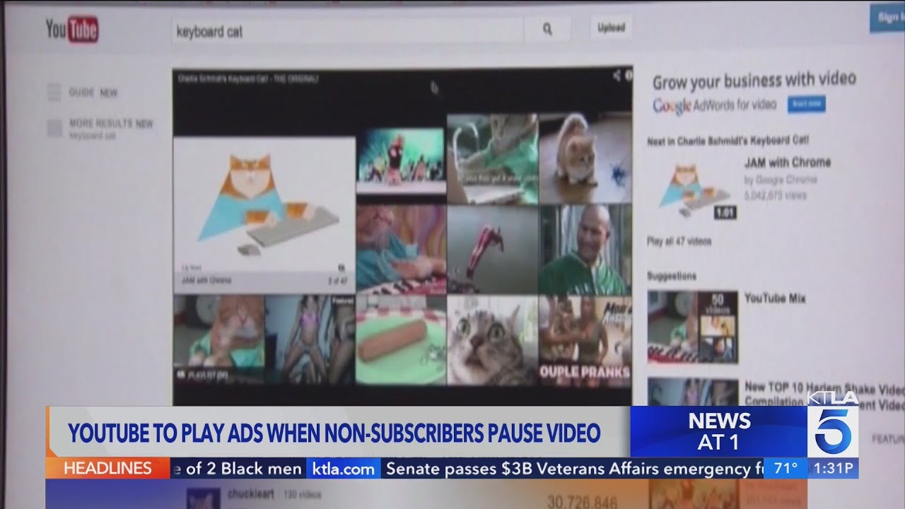 YouTube ads will now play even when your video is paused