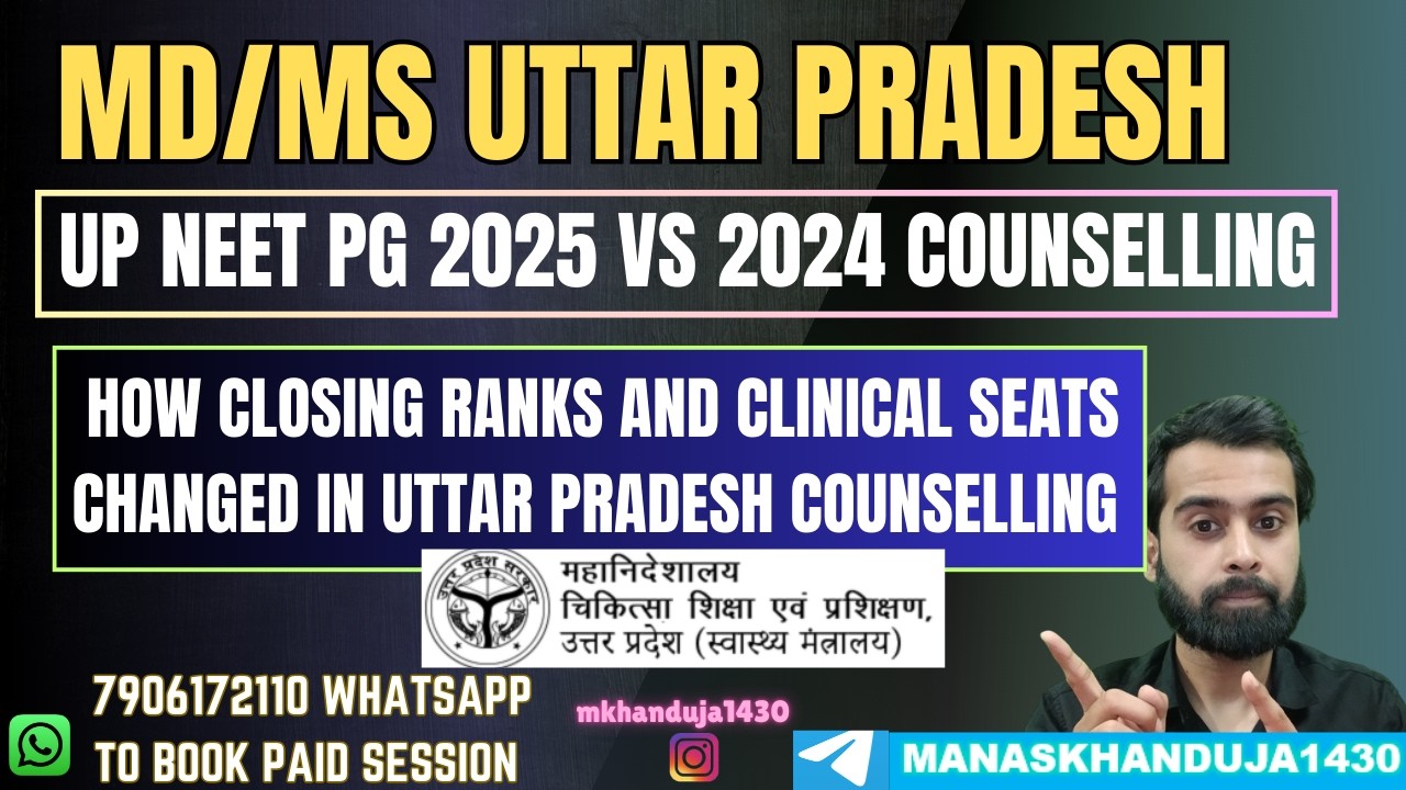 UP NEET PG 2025 VS 2024 MD/MS COUNSELLING COMPARISION | CLINICAL SEATS AND CLOSING RANKS CHANGES |