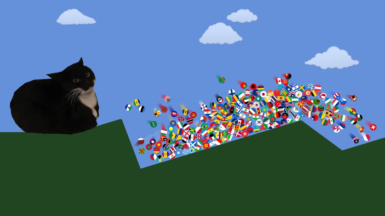 Escape From Maxwell The Cat - Countries Marble Race in Algodoo