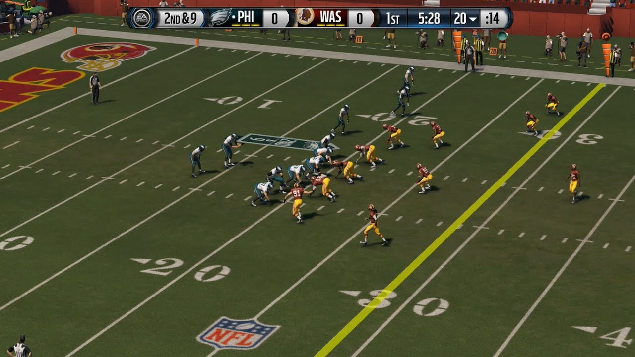 Madden 15 Gameplay l Eagles vs Redskins l Broadcast Camera l CPU vs CPU
