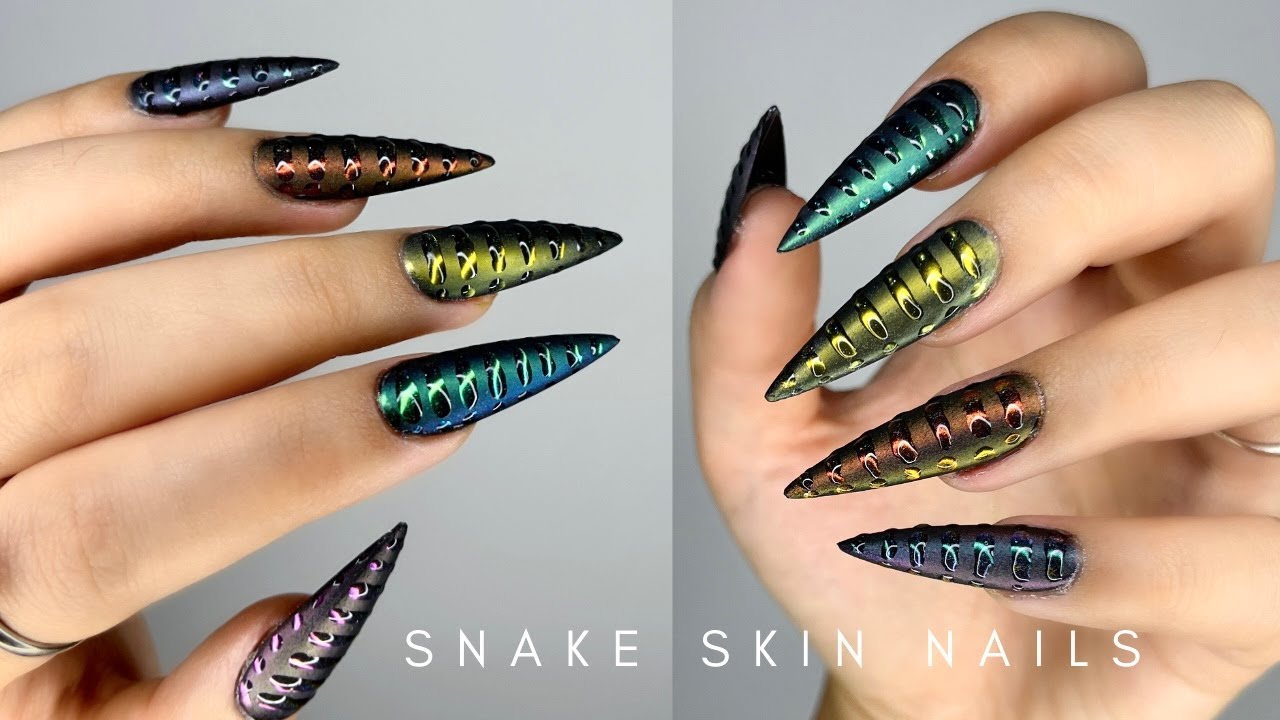 How to Create Snake Skin Nails 🐍 DIY Gel Nails At home | Halloween Nails