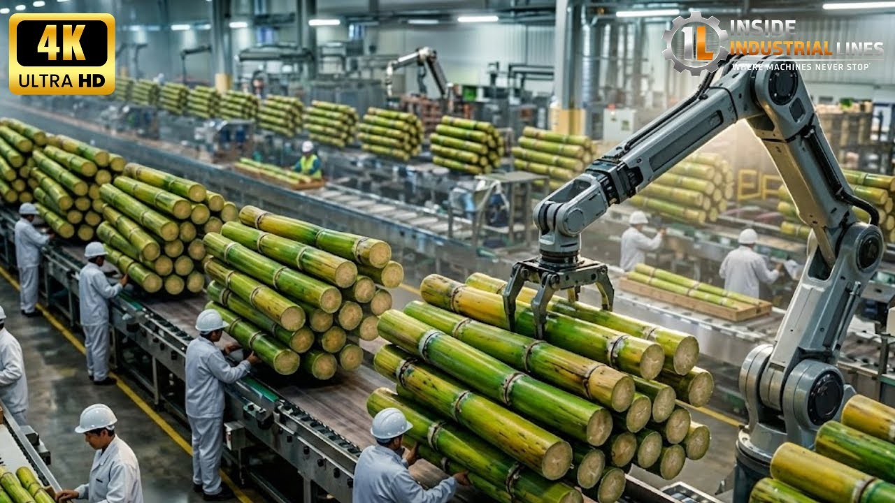 Mesmerizing Cane Sugar Factory: From Fresh Cane to Shiny Crystals [Satisfying]