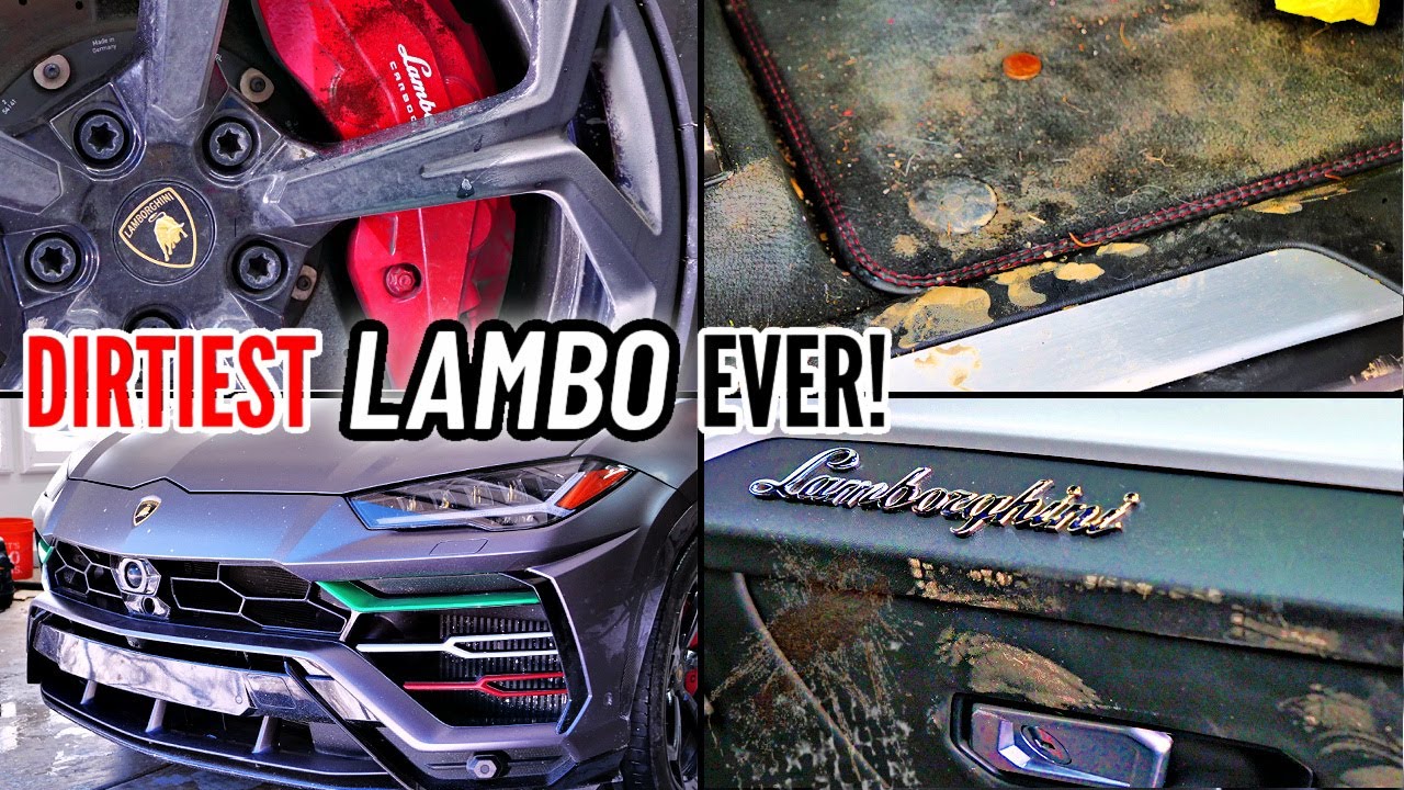 Катастрофический автомобиль детализирует грязный Lamborghini Urus - Глубокая очистка интерьера 