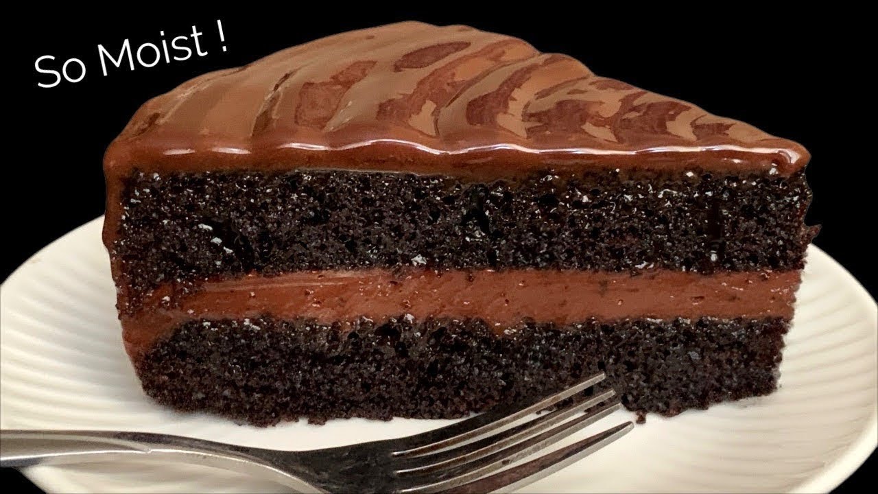 Moist & Glossy Chocolate Cake with Creamy Filling | No Mixer, Easy & Rich!