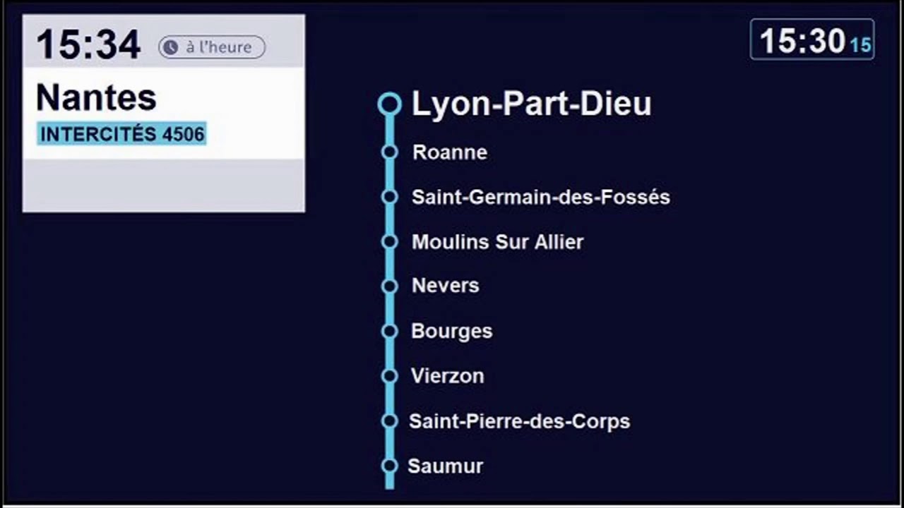 Divers écrans et annonces SNCF en gare de Lyon-Part-Dieu