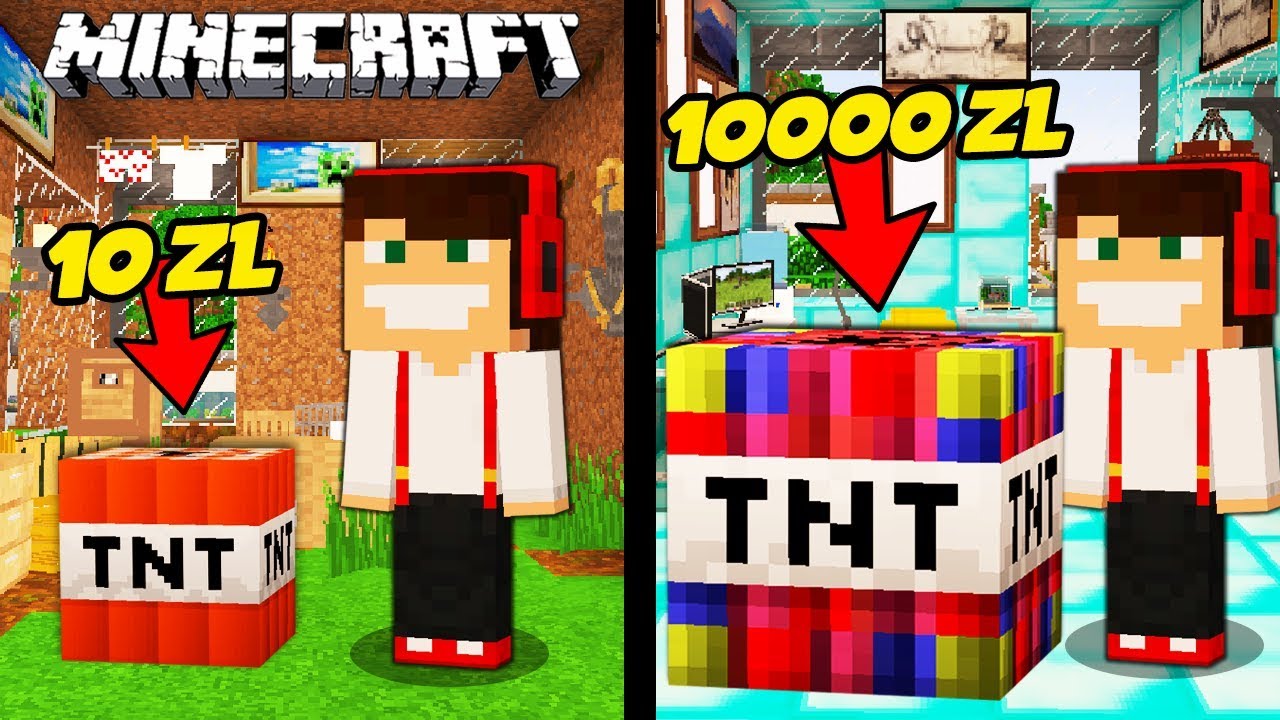 TNT ZA 10 ZŁ VS TNT ZA 10000 ZŁ W MINECRAFT! || MINECRAFT PRESTIŻ