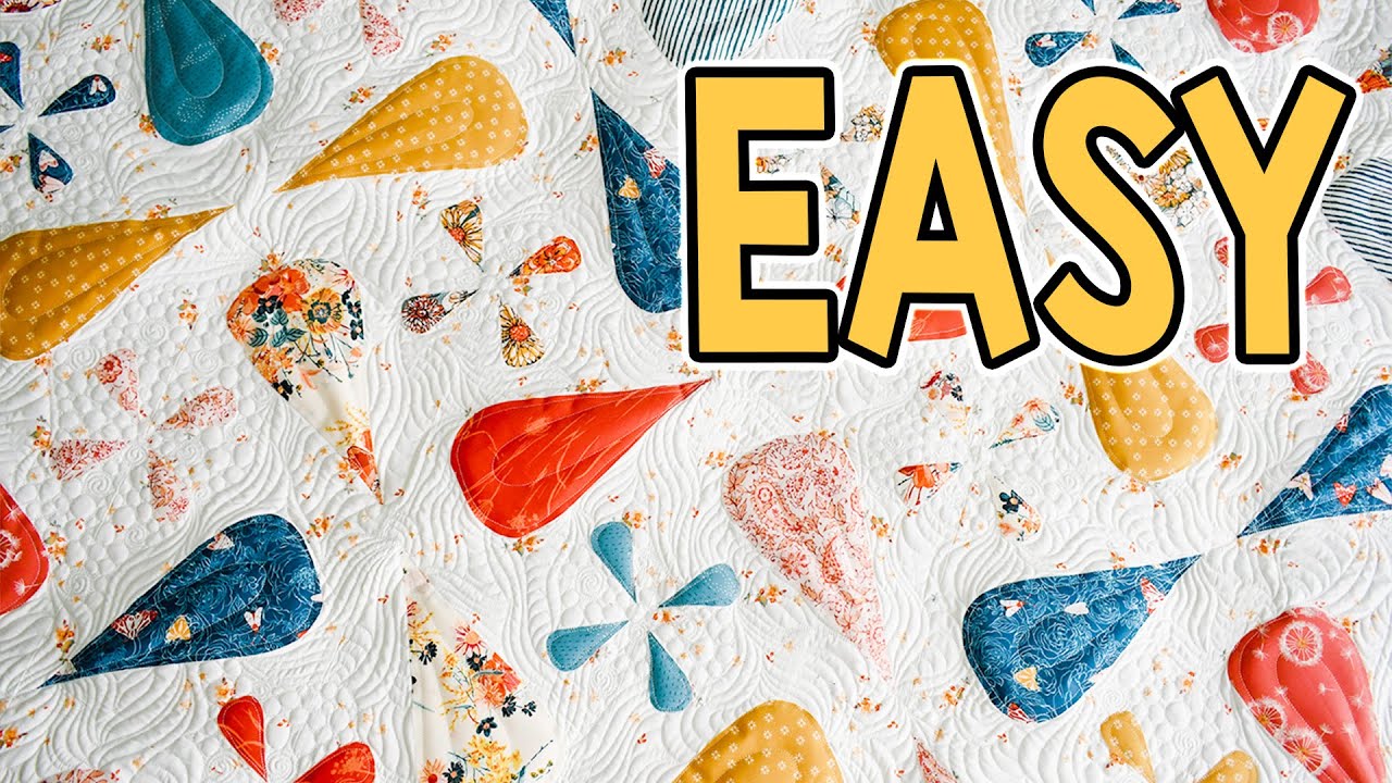 Droplets | Layer Cake Pattern | Easy and Beginner Friendly Raw Edge Applique Quilt Pattern