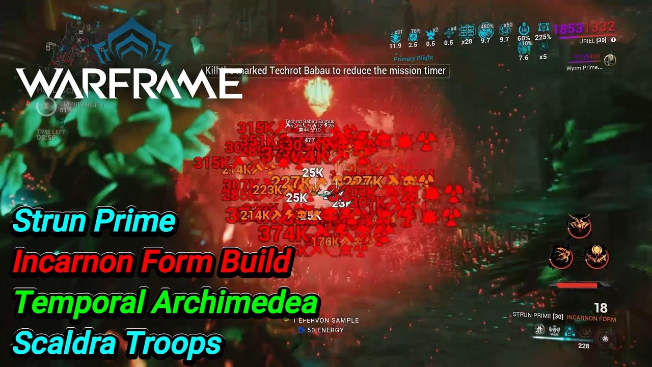 Warframe / Strun Prime / Incarnon Form Build / Temporal Archimedea / Scaldra Troops