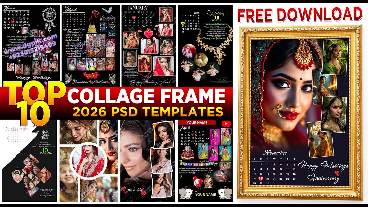 Top 10 Free Photo Collage Frame Design PSD Templates 2026