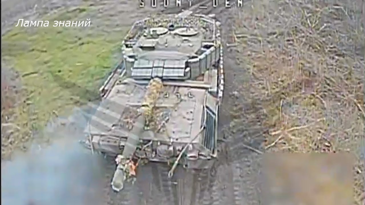 Удары FPV в танк Leopard 1A5 Украины в Николайполье