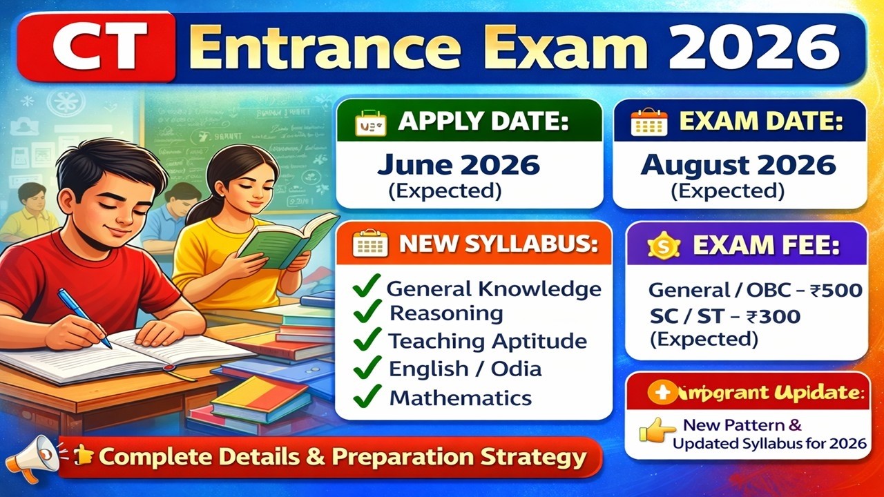 Odisha CT/B.Ed entrance 2026 | Apply date | selection procedure | B.ed entrance PYQs | sarani sir