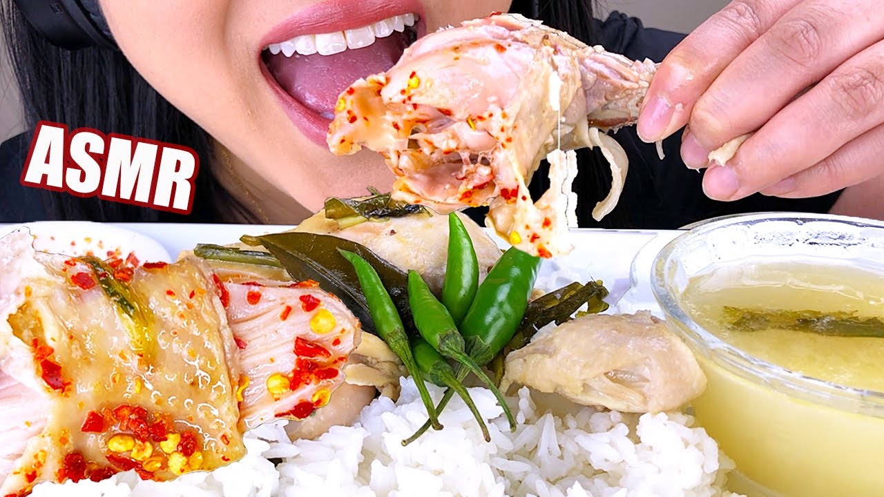 ASMR SPICY CHICKEN AND RICE (NO TALKING) EATING SOUNDS | ASMR Phan