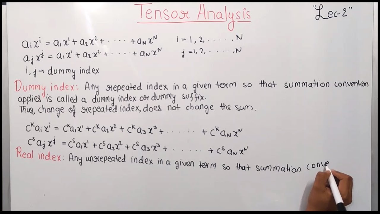 Tensor analysis| Einstein summation convention| Sigma Notation| Lecture 2| Dummy Index| Real Index