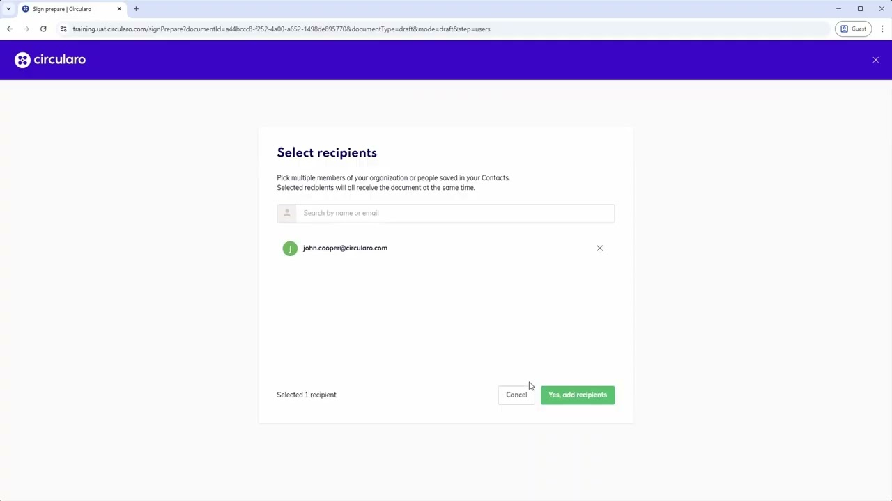 Sign Document | User Training | Circularo Academy