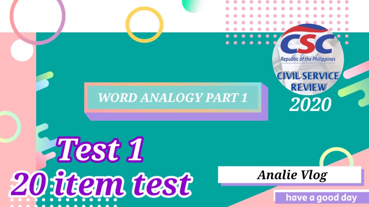 Word Analogy Part 1 Civil Service Review 2020 / Entrance Exam