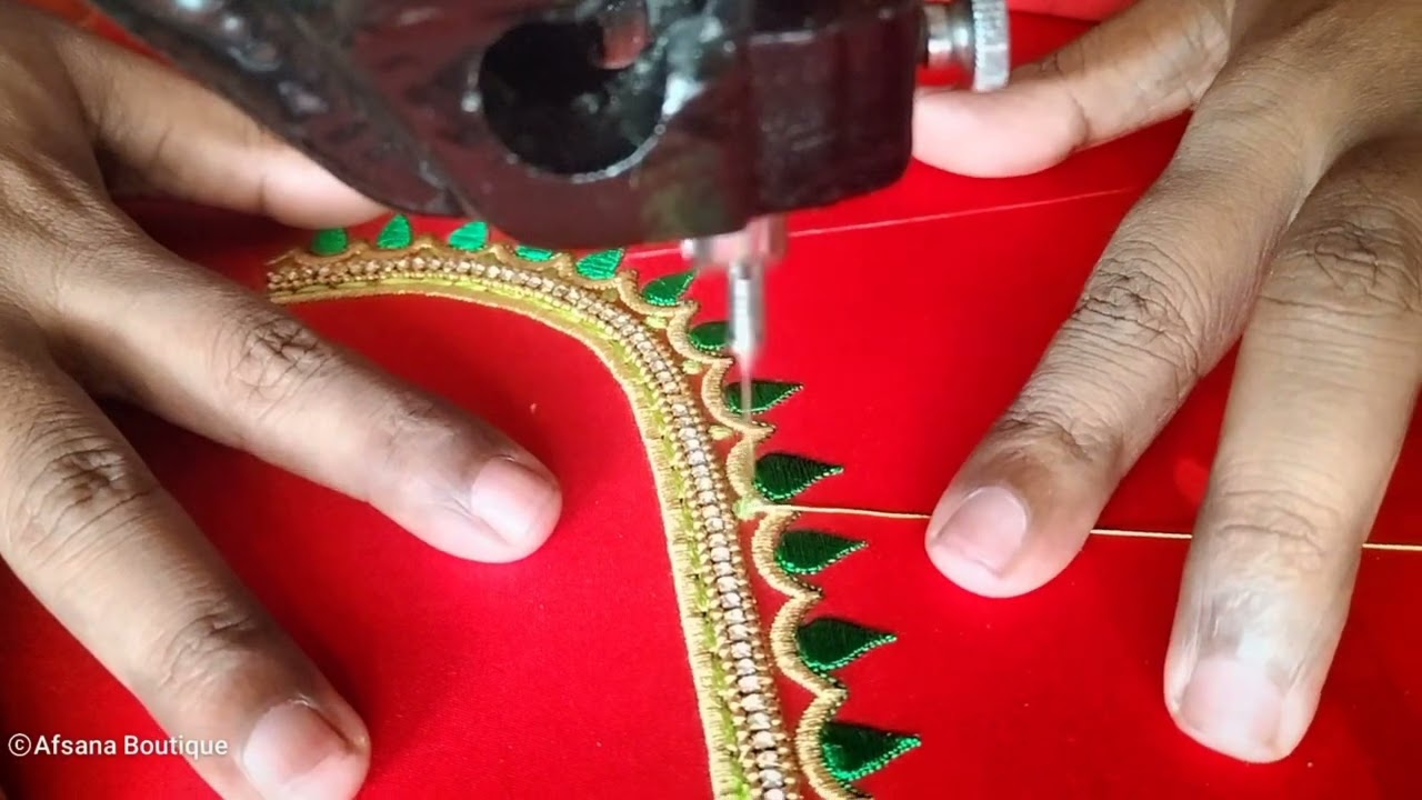 machine embroidery simple blouse design | @AfsanaDesign