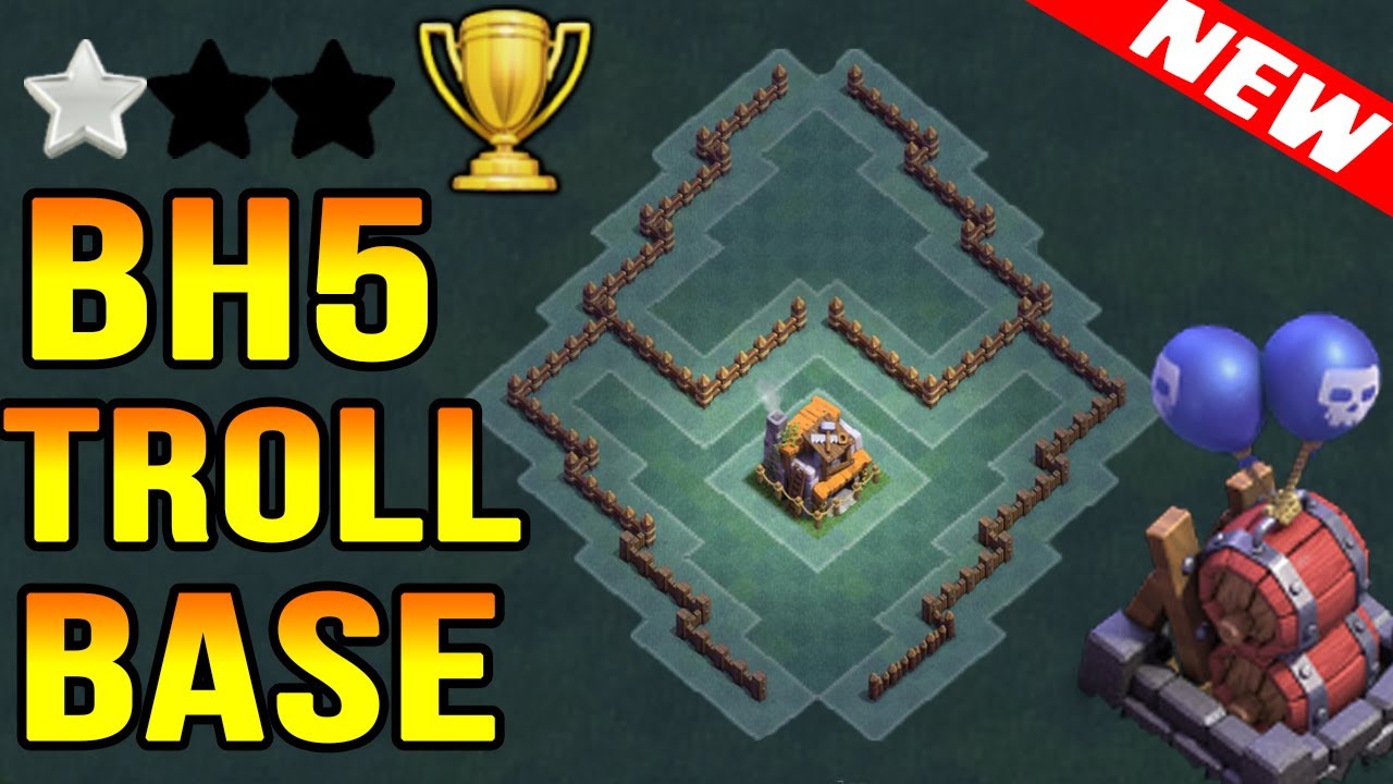 Best Troll Base For Builder Hall 5(BH5) With Battle Machine TESTED | Clash of Clans New Update 2017