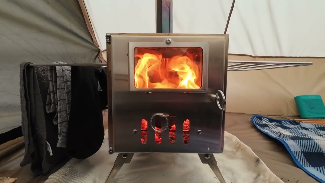 HOT TENT CAMPING In Cold Weather | Wood Stove Setup