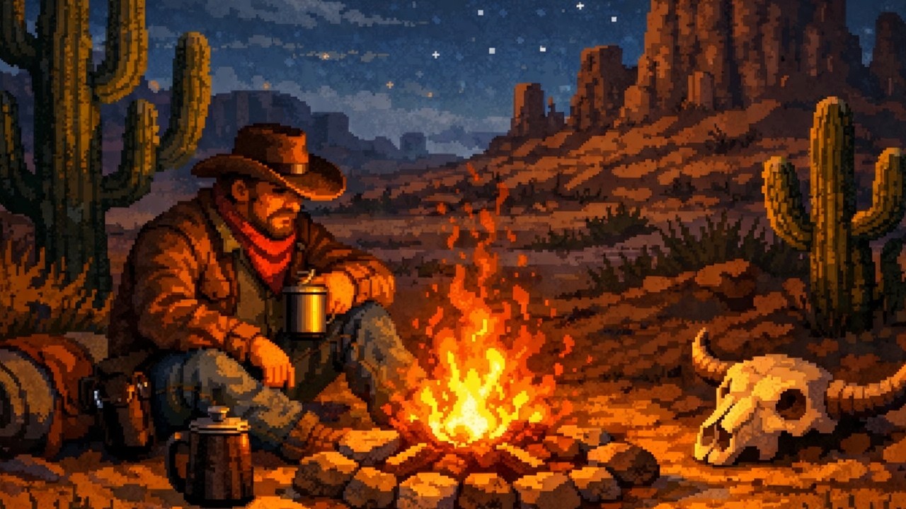 Lonely Cowboy by the Campfire 🌙 Western Night Ambience & Western-Themed Music for Sleep
