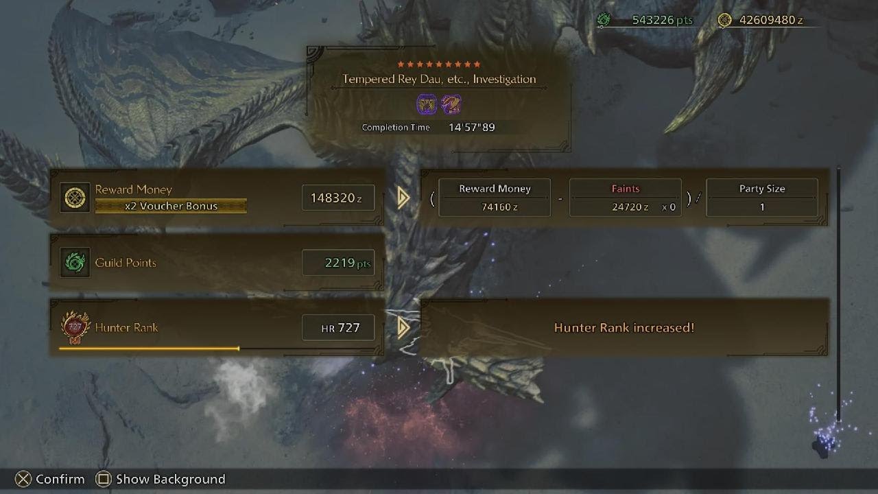 Monster Hunter Wilds 9⭐5&diams;️Tempered Seregios & 9⭐Tempered Rey Dau Lance solo 14'57''
