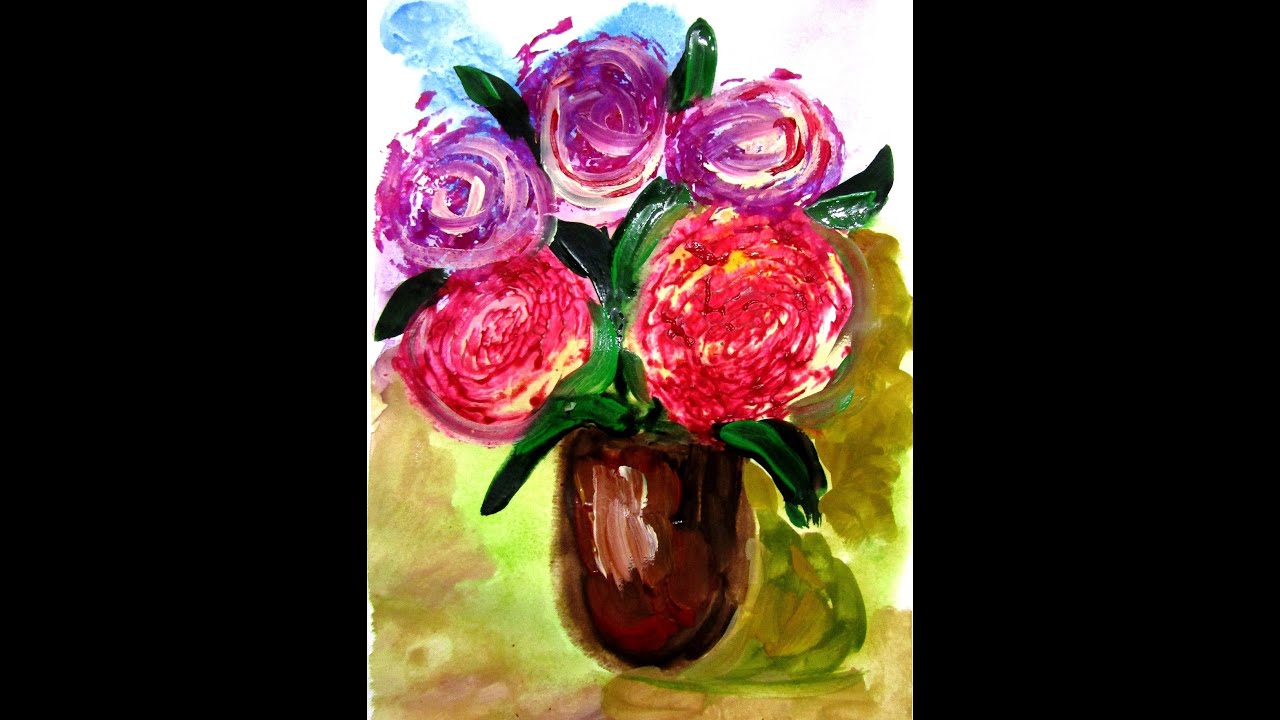 Vază cu flori. Metoda ștampilare cu varză/Flower vase. Cabbage stamping method.