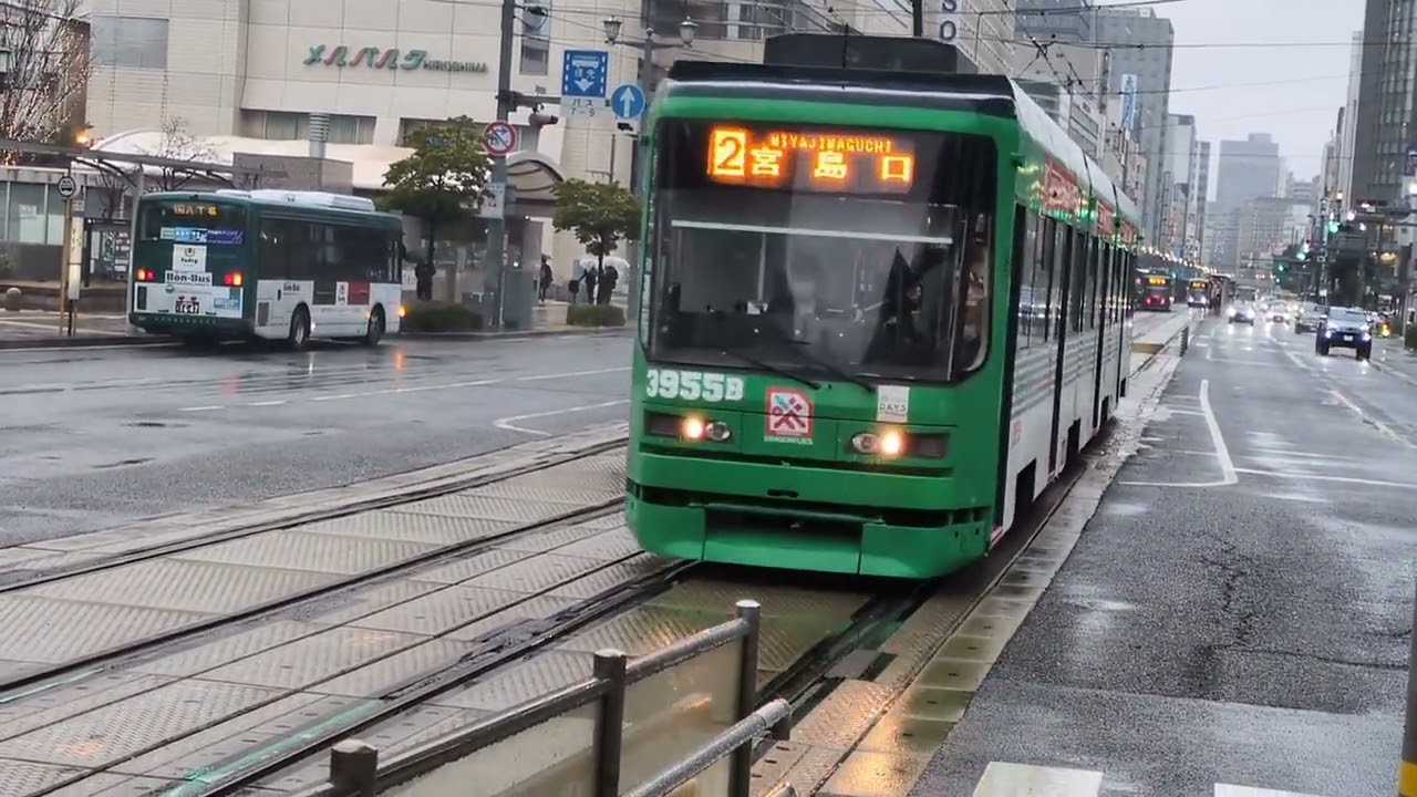 広島電鉄路面電車（原爆ドーム前）　　　　　2月27日夕方撮影