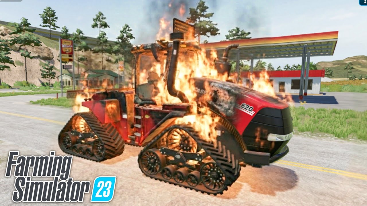 Сжигание трактора Case и уборка сои в FS23 | Farming Simulator 23 | Покадровая симуляция |