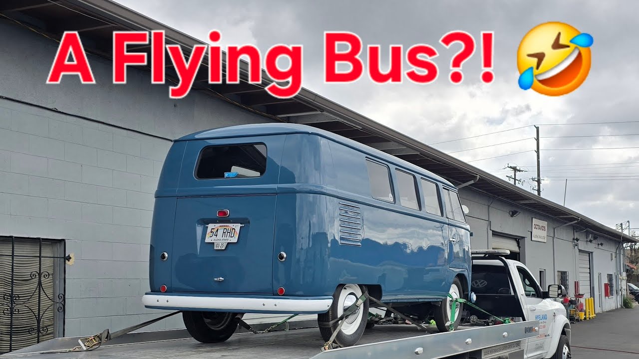 Right off the PLANE from Hawaii, '54 VW Bus project: the journey from the airport to our shop!